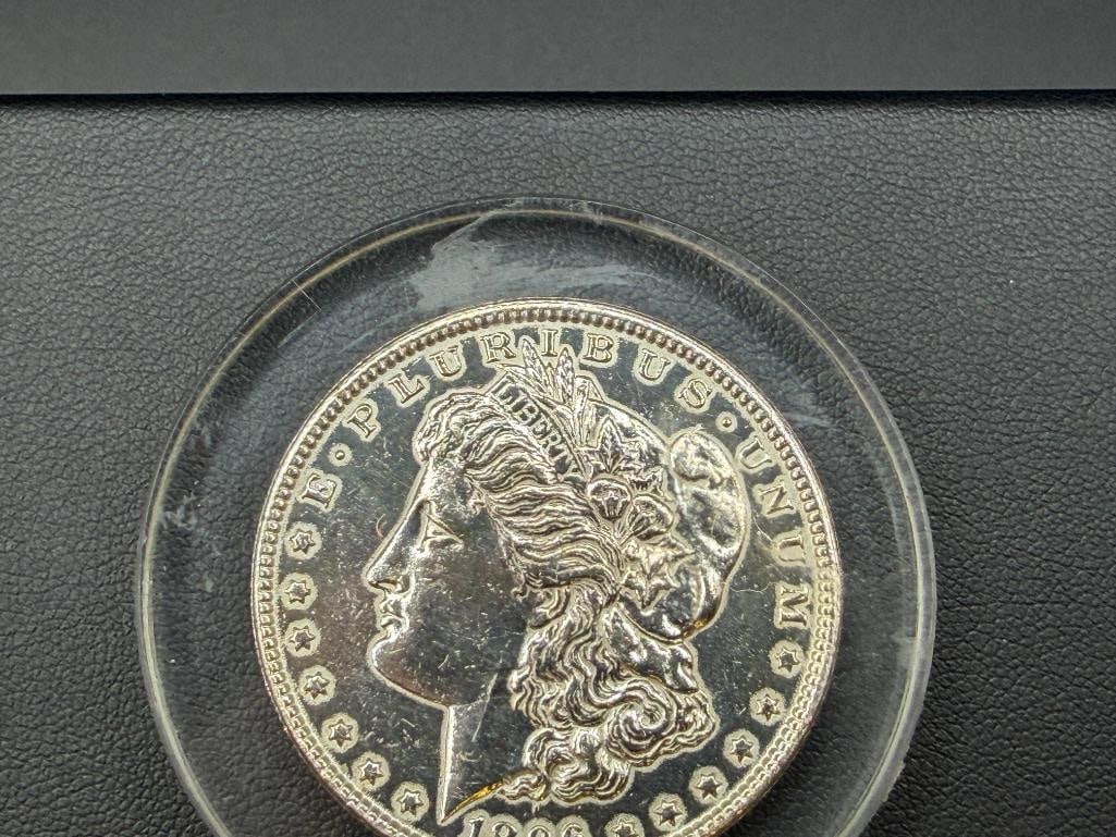 1896 U.S. MORGAN SILVER DOLLAR IN LUCITE - 2