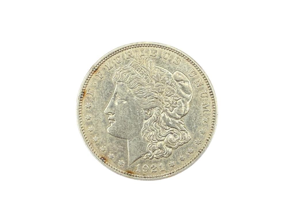 1921-D U.S. MORGAN SILVER DOLLAR: 90% SILVER
