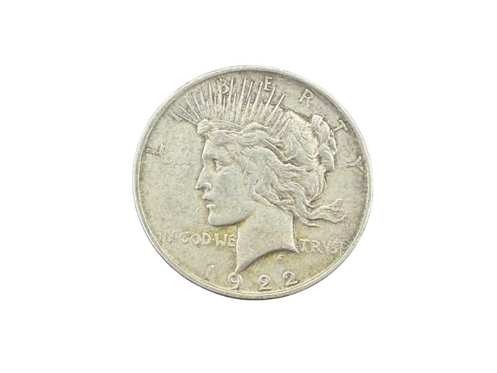1922 U.S. PEACE SILVER DOLLAR: 90% SILVER