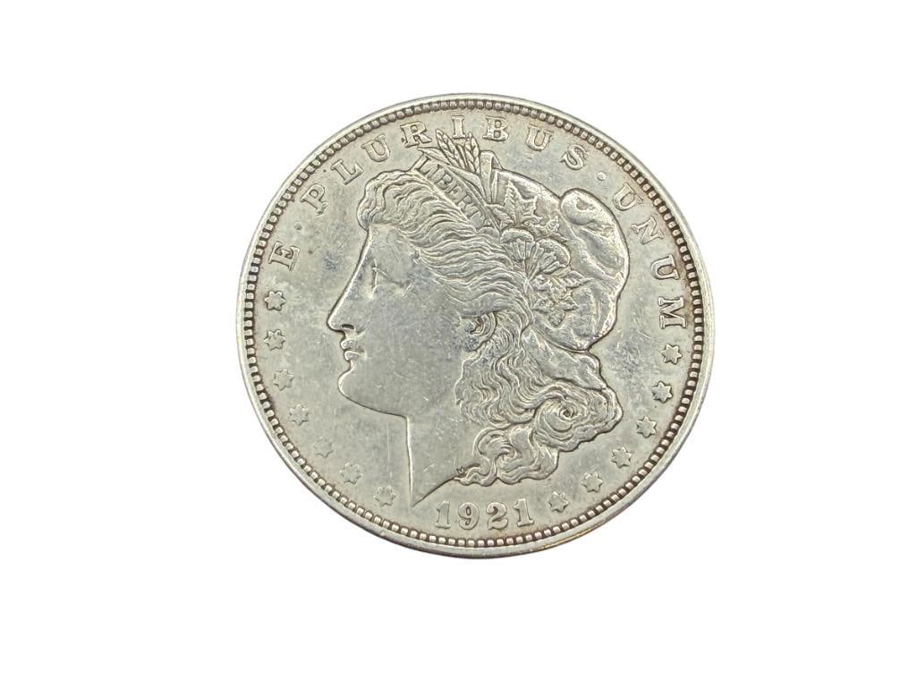 1921-D U.S. MORGAN SILVER DOLLAR: 90% SILVER