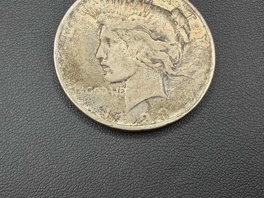 1922 AND 1923 U.S. PEACE SILVER DOLLARS CUT IN HALF AND WELDED BACK TOGETHER - 6