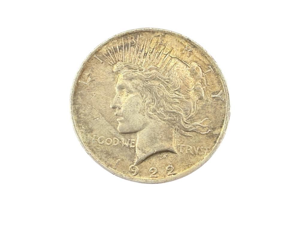 1922 U.S. PEACE SILVER DOLLAR: 90% SILVER