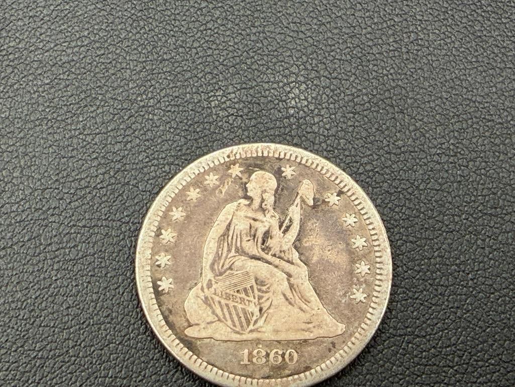 1860 U.S. SEATED LIBERTY SILVER QUARTER - 2