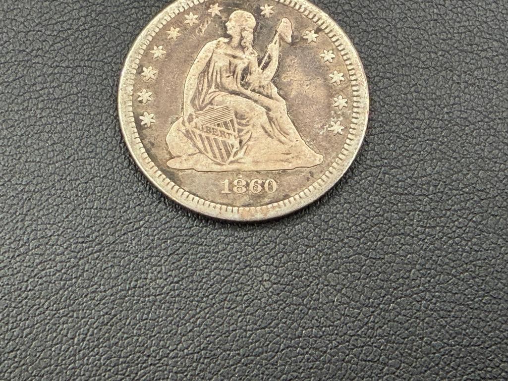 1860 U.S. SEATED LIBERTY SILVER QUARTER - 3