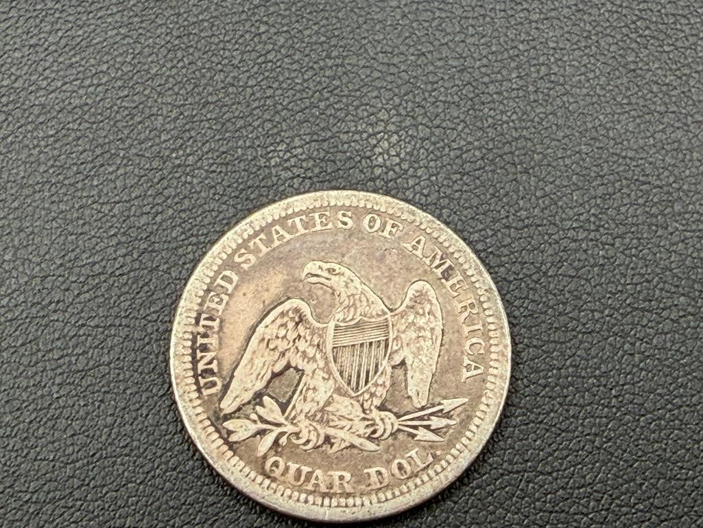 1860 U.S. SEATED LIBERTY SILVER QUARTER - 5