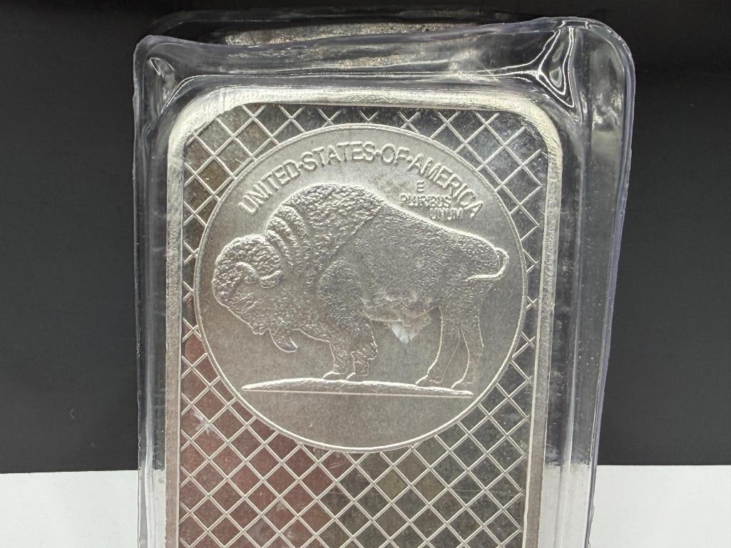 5 TROY OUNCE .999 FINE SILVER BAR FEATURING BUFFALO NICKEL DESIGN - 5