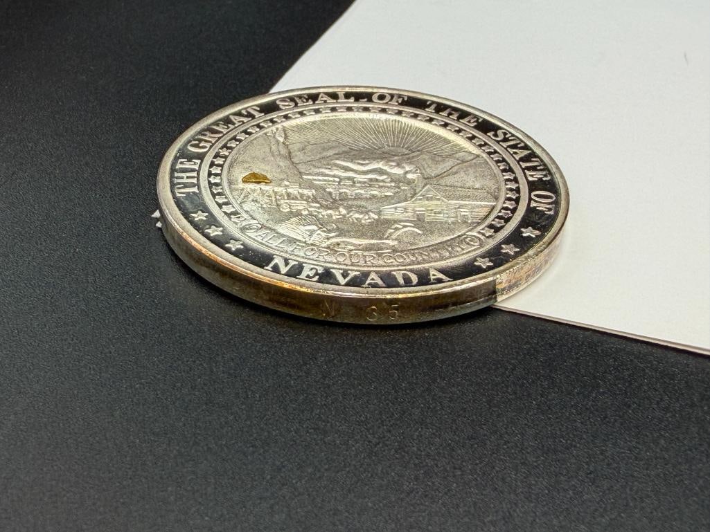 1993 NEVADA'S WILDLIFE " BIGHORN " THE GREAT SEAL OF NEVADA .999 FINE SILVER TWO TROY OUNCE ROUND - 7