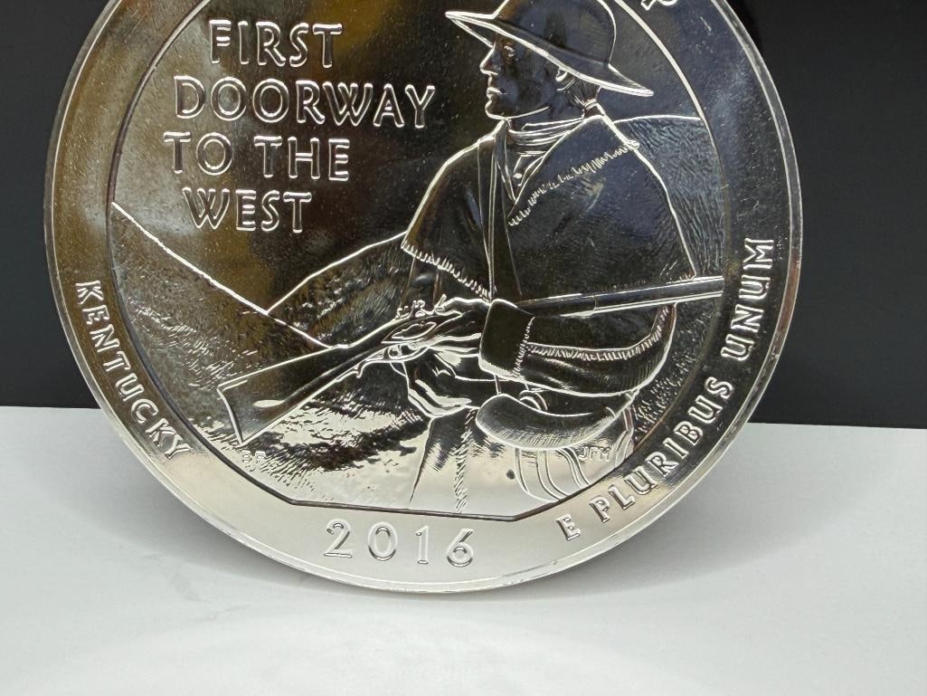 FIVE TROY OUNCE .999 FINE SILVER 2016 KENTUCKY STATEHOOD QUARTER DESIGN ROUND - 3