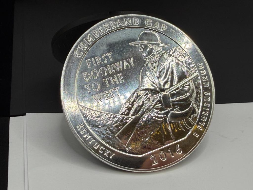 FIVE TROY OUNCE .999 FINE SILVER 2016 KENTUCKY STATEHOOD QUARTER DESIGN ROUND - 4
