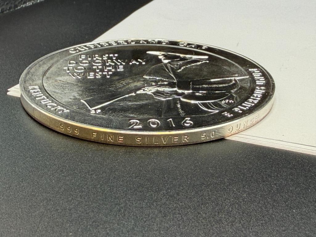 FIVE TROY OUNCE .999 FINE SILVER 2016 KENTUCKY STATEHOOD QUARTER DESIGN ROUND - 8