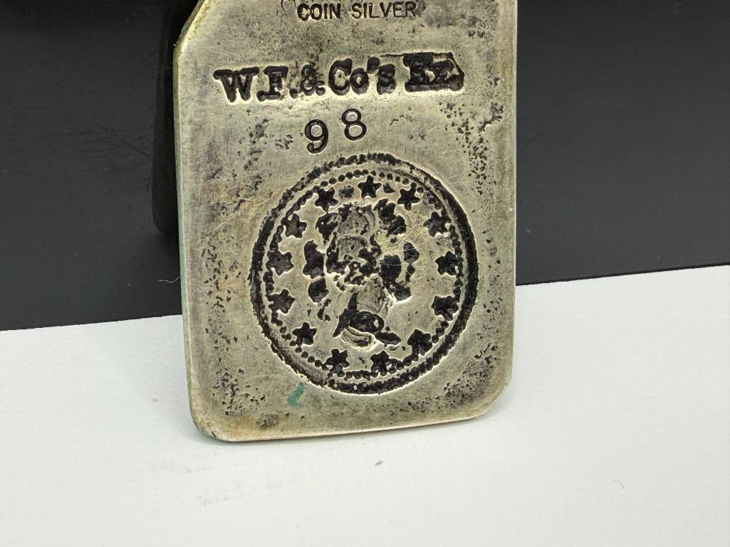REPRODUCTION WELLS FARGO 1865 SAN FRANCISCO "2 DOLL." COIN SILVER BAR - 6