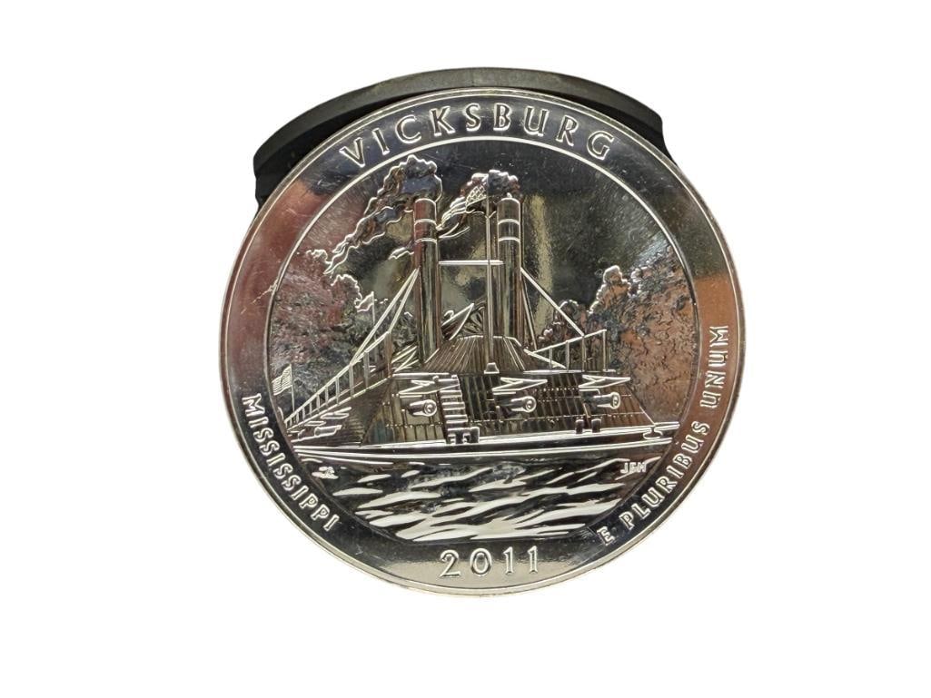 FIVE TROY OUNCE .999 FINE SILVER 2011 MISSISSIPPI STATEHOOD QUARTER DESIGN ROUND (1 of 8)
