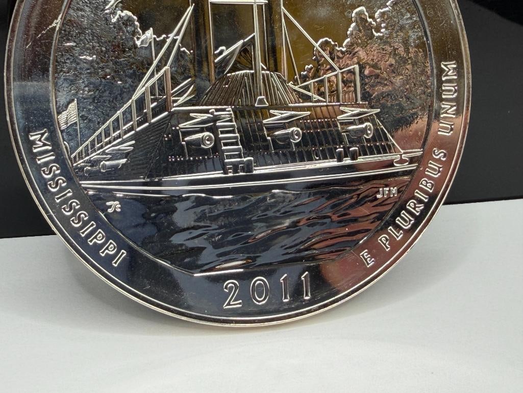FIVE TROY OUNCE .999 FINE SILVER 2011 MISSISSIPPI STATEHOOD QUARTER DESIGN ROUND - 3
