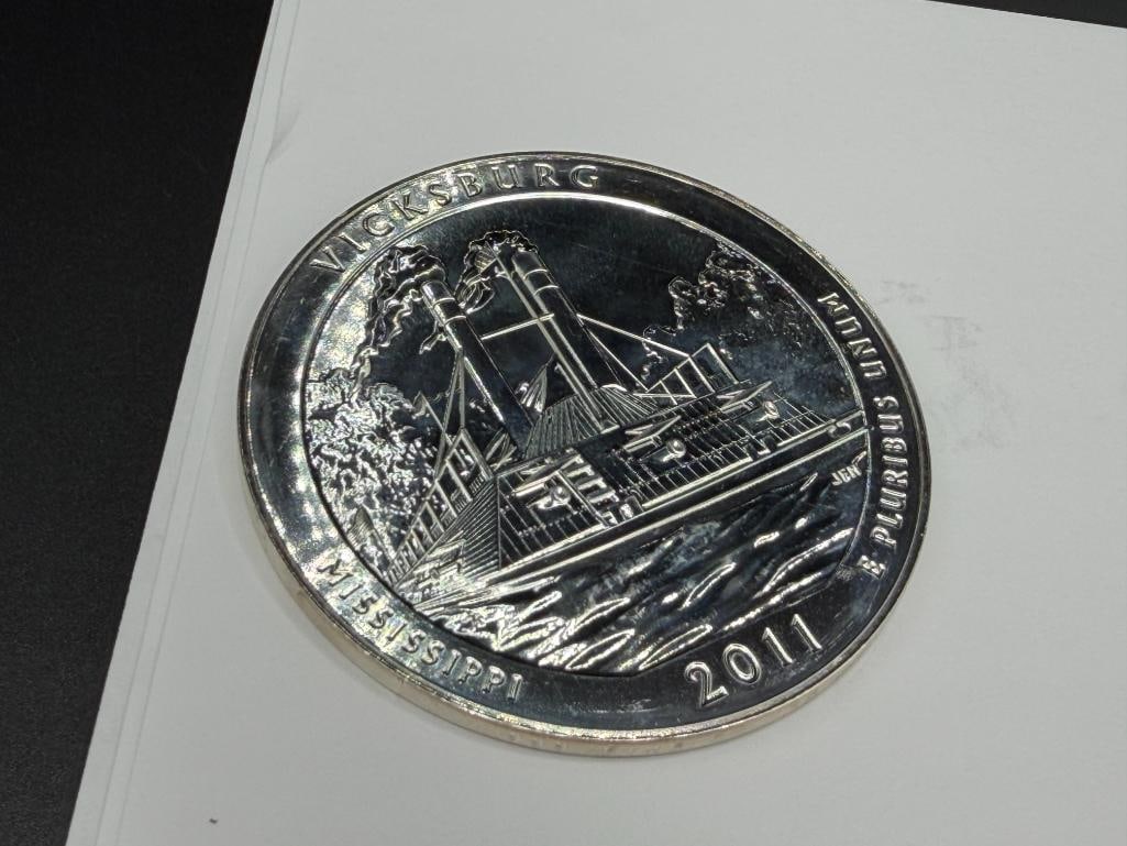 FIVE TROY OUNCE .999 FINE SILVER 2011 MISSISSIPPI STATEHOOD QUARTER DESIGN ROUND - 4