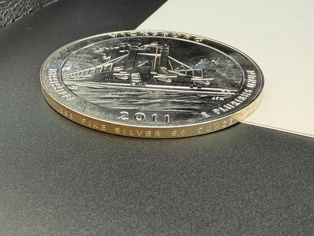 FIVE TROY OUNCE .999 FINE SILVER 2011 MISSISSIPPI STATEHOOD QUARTER DESIGN ROUND - 8