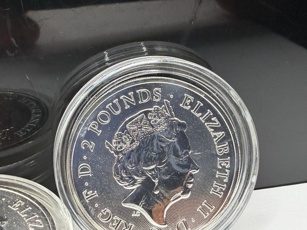 FIVE UNCIRCULATED 2019 QUEEN ELIZABETH II TWO POUNDS .999 FINE SILVER COINS - 3