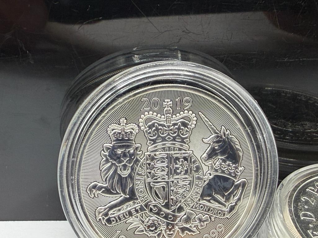FIVE UNCIRCULATED 2019 QUEEN ELIZABETH II TWO POUNDS .999 FINE SILVER COINS - 6