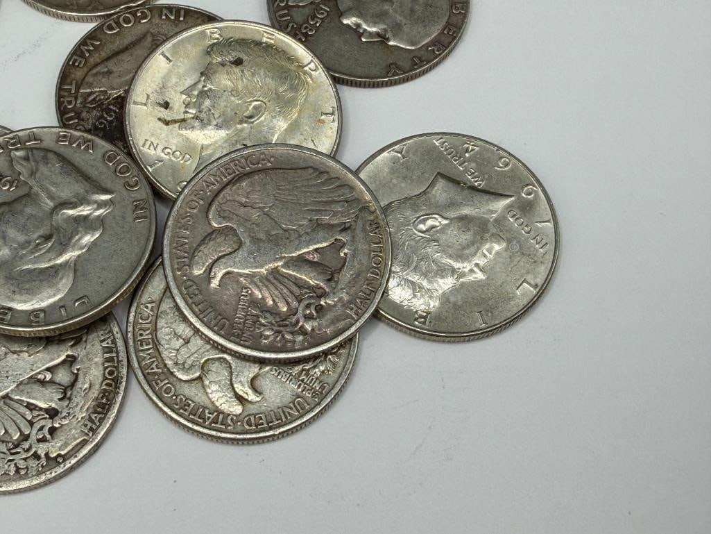 18 ASSORTED U.S. 90% SILVER HALF DOLLARS INCLUDING FRANKLIN, KENNEDY, AND WALKING LIBERTY HAVLES - 6