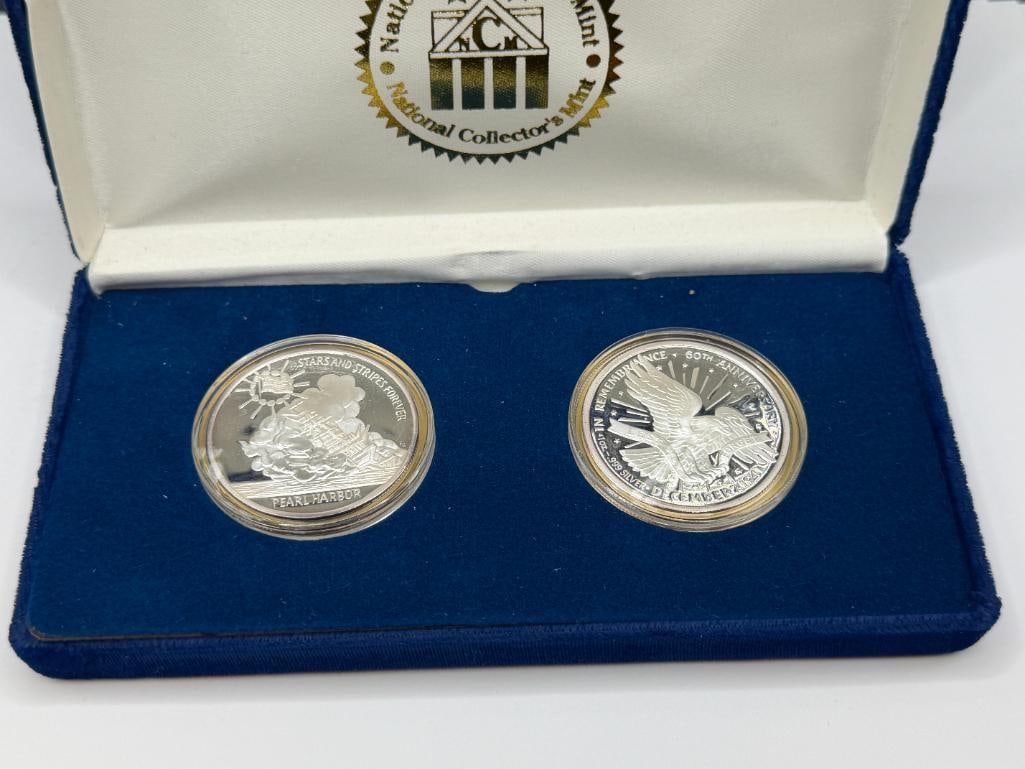 2001 NATIONAL COLLECTOR'S MINT 60TH ANNIVERSARY PEARL HARBOR .999 FINE SILVER ROUNDS - 2