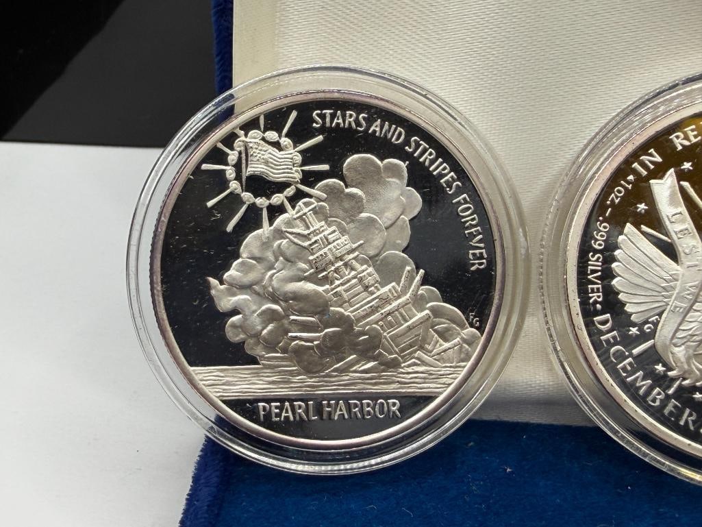 2001 NATIONAL COLLECTOR'S MINT 60TH ANNIVERSARY PEARL HARBOR .999 FINE SILVER ROUNDS - 3