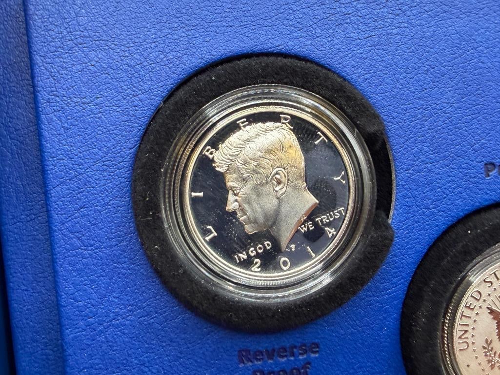 2014 U.S. 50TH ANNIVERSARY KENNEDY HALF-DOLLAR SILVER COIN COLLECTION FEATURING FOUR HALF DOLLARS - 3