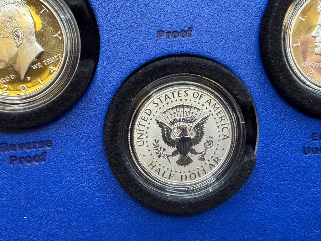 2014 U.S. 50TH ANNIVERSARY KENNEDY HALF-DOLLAR SILVER COIN COLLECTION FEATURING FOUR HALF DOLLARS - 4