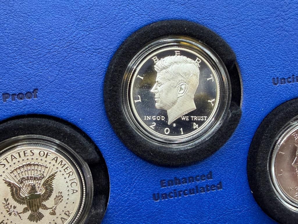 2014 U.S. 50TH ANNIVERSARY KENNEDY HALF-DOLLAR SILVER COIN COLLECTION FEATURING FOUR HALF DOLLARS - 5