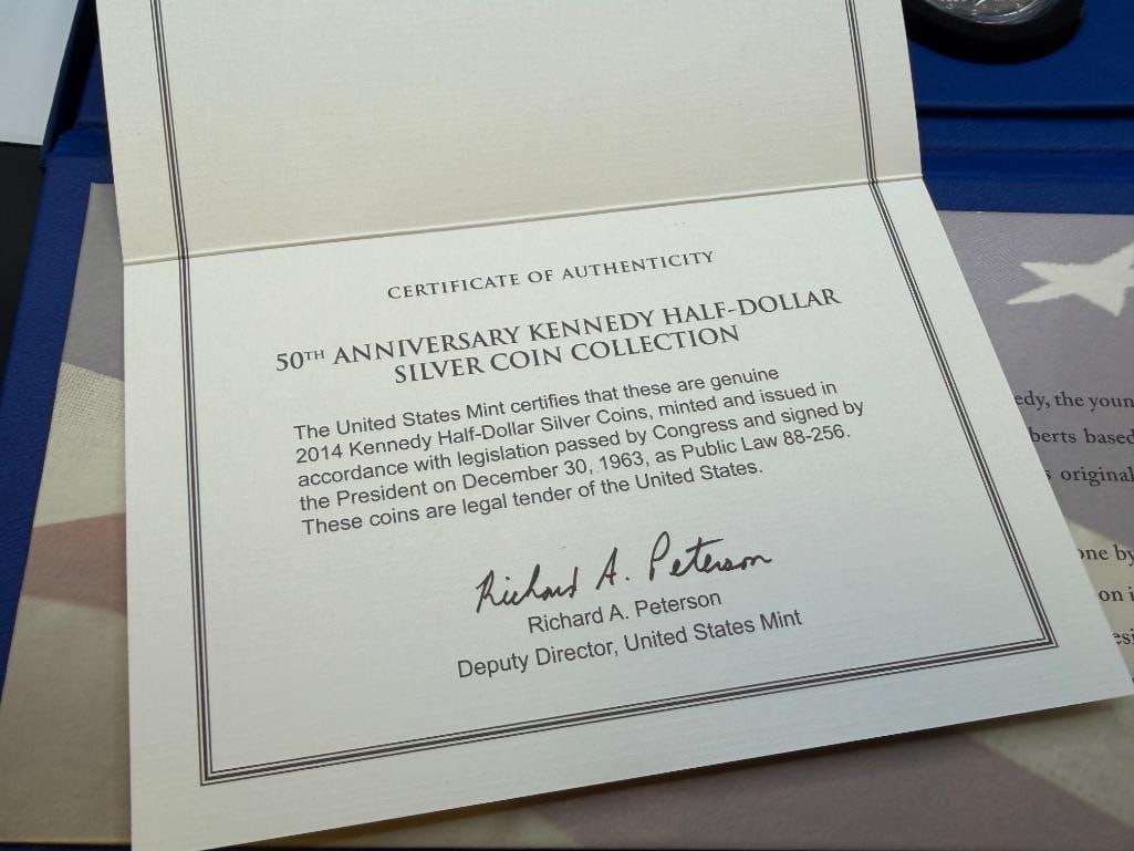 2014 U.S. 50TH ANNIVERSARY KENNEDY HALF-DOLLAR SILVER COIN COLLECTION FEATURING FOUR HALF DOLLARS - 7