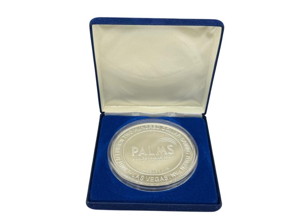 10 TROY OUNCE .999 FINE SLIVER LIMITED EDITION PALMS CASINO RESORT $200 GAMING TOKEN (1 of 10)