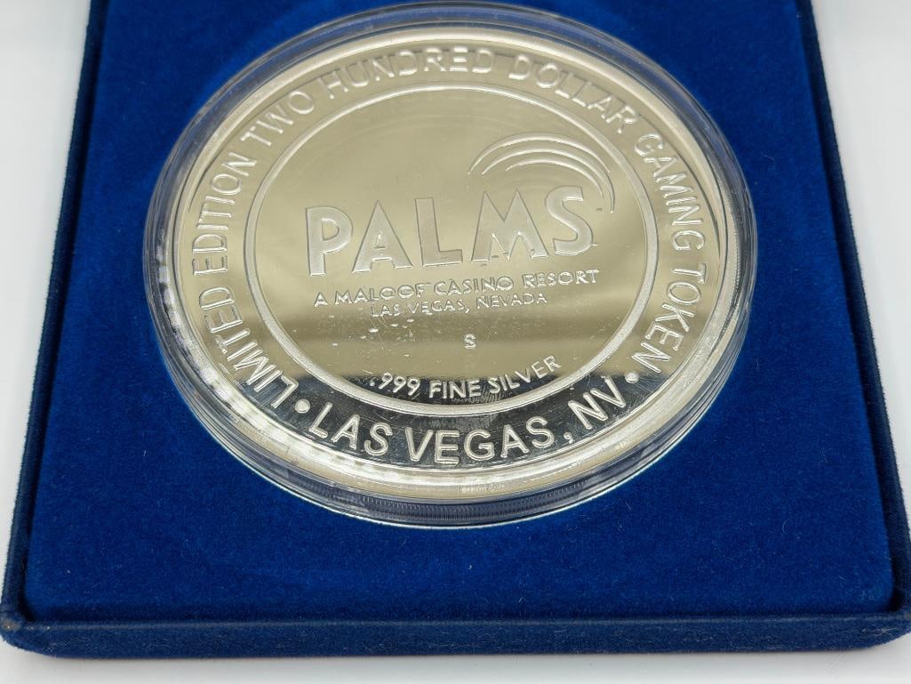 10 TROY OUNCE .999 FINE SLIVER LIMITED EDITION PALMS CASINO RESORT $200 GAMING TOKEN - 2
