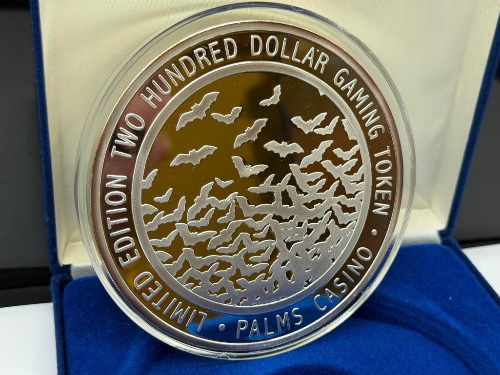 10 TROY OUNCE .999 FINE SLIVER LIMITED EDITION PALMS CASINO RESORT $200 GAMING TOKEN - 8