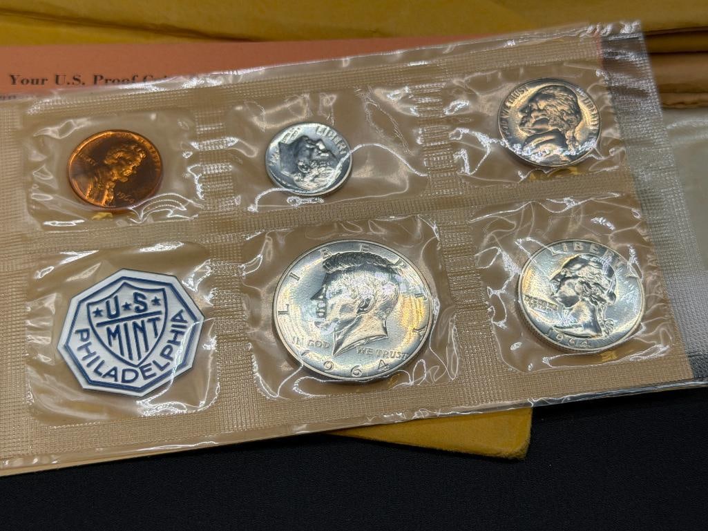 EIGHT U.S. MINT PROOF SETS INCLUDING TWO 1961, TWO 1962, TWO 1963, AND TWO 1964 - 9
