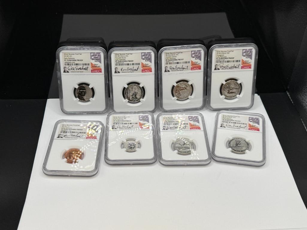 NATIONWIDE COIN & BULLION RESERVE COIN SET INCLUDING 2018-S SILVER REVERSE PROOF SET - 7
