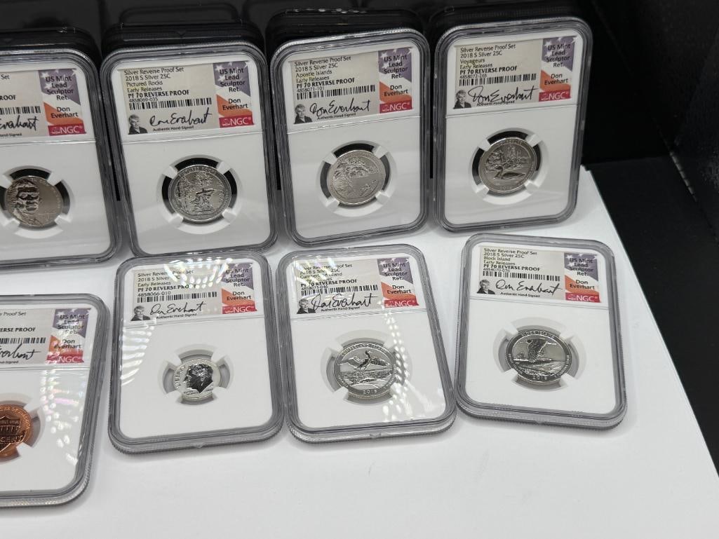 NATIONWIDE COIN & BULLION RESERVE COIN SET INCLUDING 2018-S SILVER REVERSE PROOF SET - 8