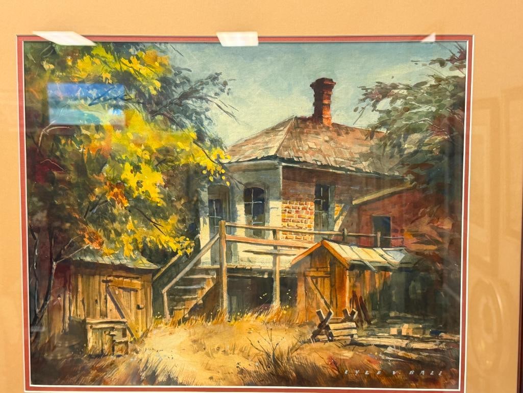 LYLE V. BALL PROLIFIC RENO, NV ARTIST ORIGINAL WATERCOLOR PAINTING TITLED BACKYARD # 1793 - 2