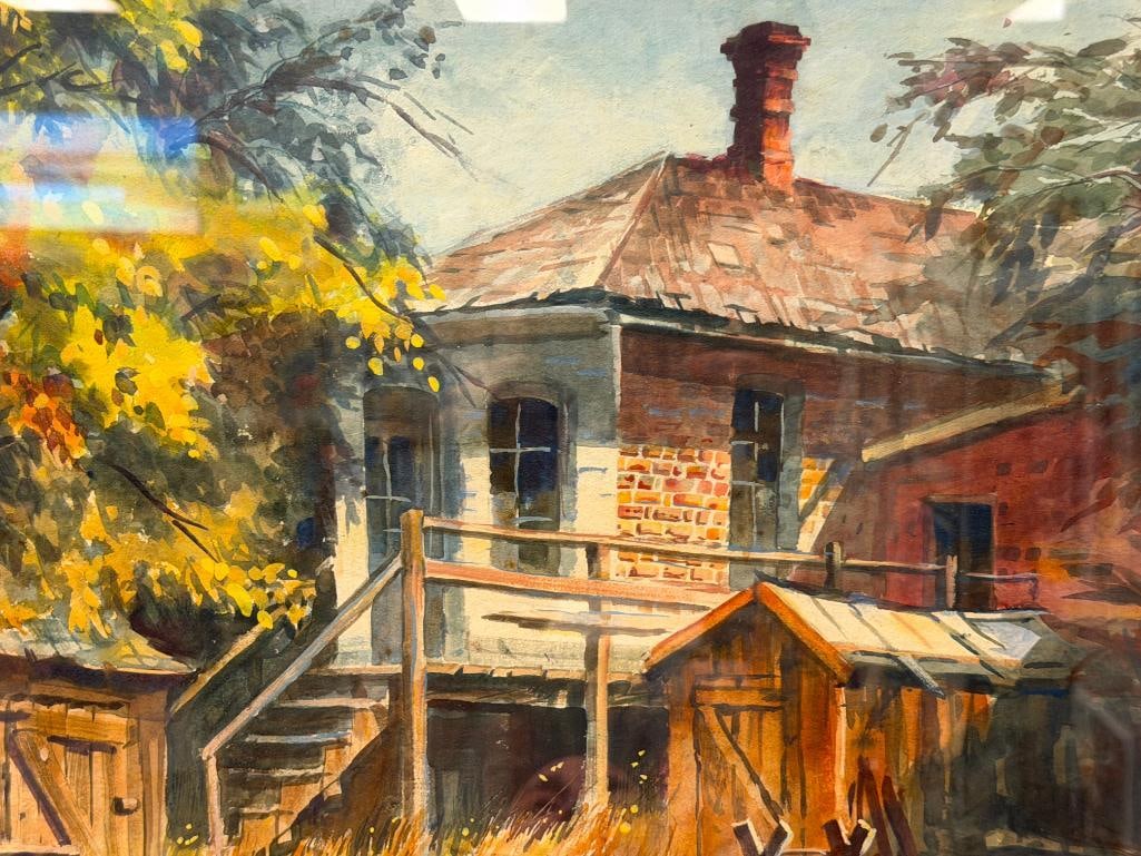LYLE V. BALL PROLIFIC RENO, NV ARTIST ORIGINAL WATERCOLOR PAINTING TITLED BACKYARD # 1793 - 3