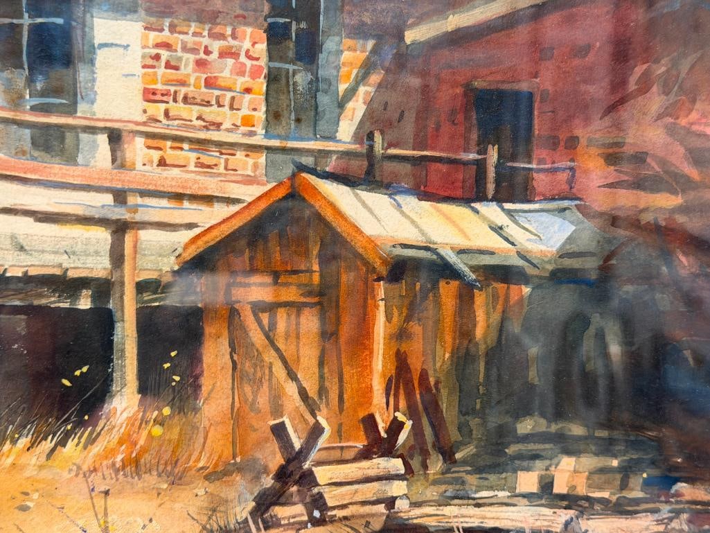 LYLE V. BALL PROLIFIC RENO, NV ARTIST ORIGINAL WATERCOLOR PAINTING TITLED BACKYARD # 1793 - 4