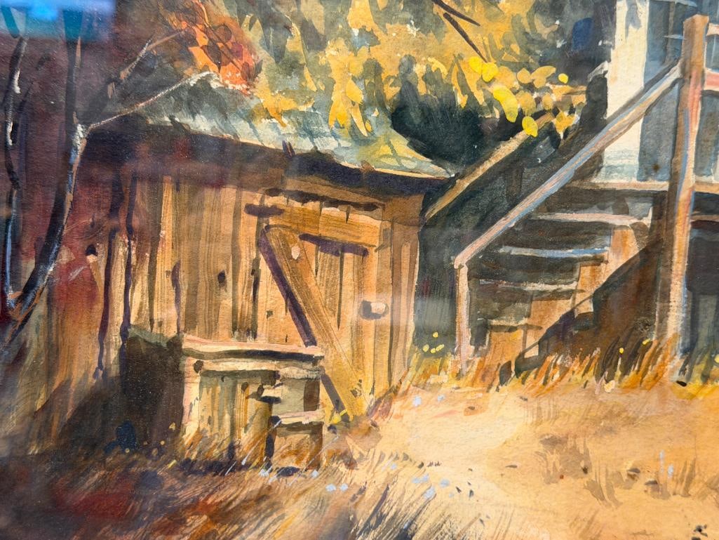LYLE V. BALL PROLIFIC RENO, NV ARTIST ORIGINAL WATERCOLOR PAINTING TITLED BACKYARD # 1793 - 5