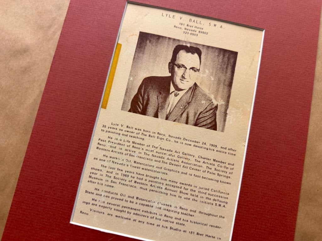 LYLE V. BALL PROLIFIC RENO, NV ARTIST ORIGINAL WATERCOLOR PAINTING TITLED BACKYARD # 1793 - 8