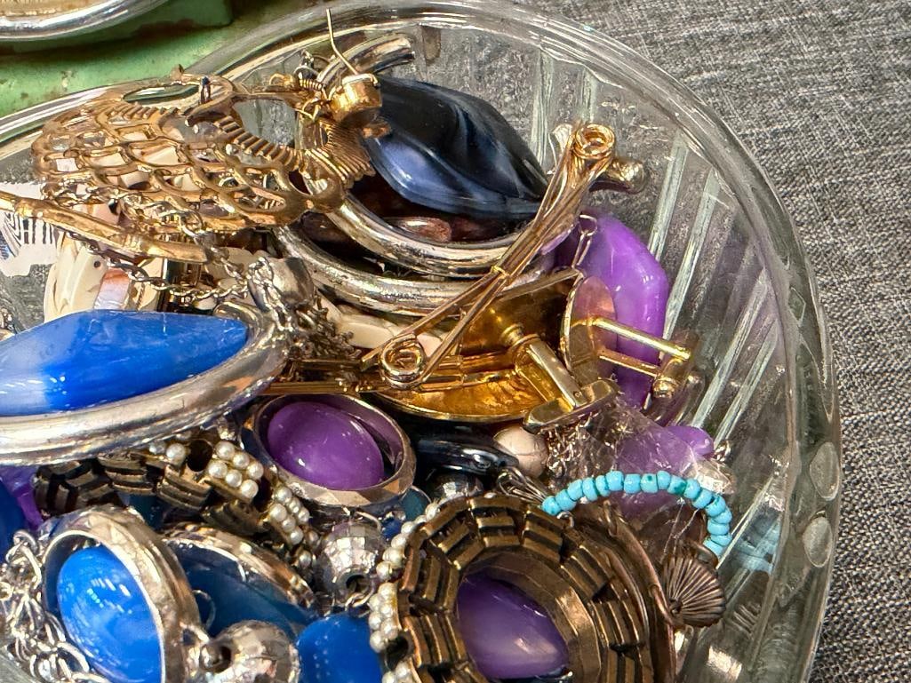 HEART SHAPED CRYSTAL JAR FILLED WITH WOMAN'S FASHION JEWELRY - 6