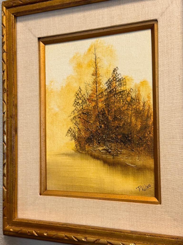 ORIGINAL OIL ON CANVAS BOARD PAINTING LANDSCAPE SIGNED P. KULAS - 2