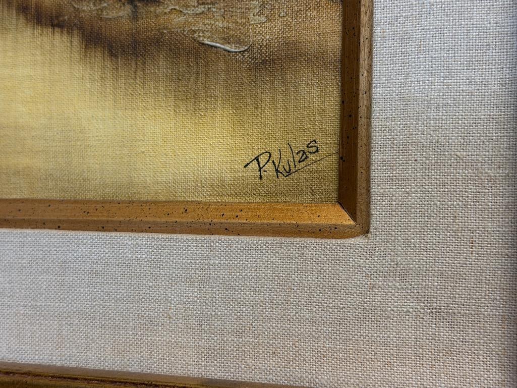 ORIGINAL OIL ON CANVAS BOARD PAINTING LANDSCAPE SIGNED P. KULAS - 5