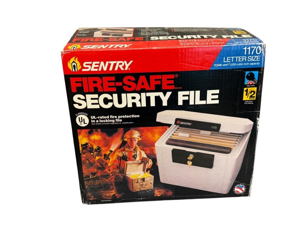 SENTRY 1170 LETTER SIZE FIRE-SAFE SECURITY FILE NEW OLD STOCK: INCLUDES TWO KEYS, 1/2 HOUR RATING, IN THE ORIGINAL BOX