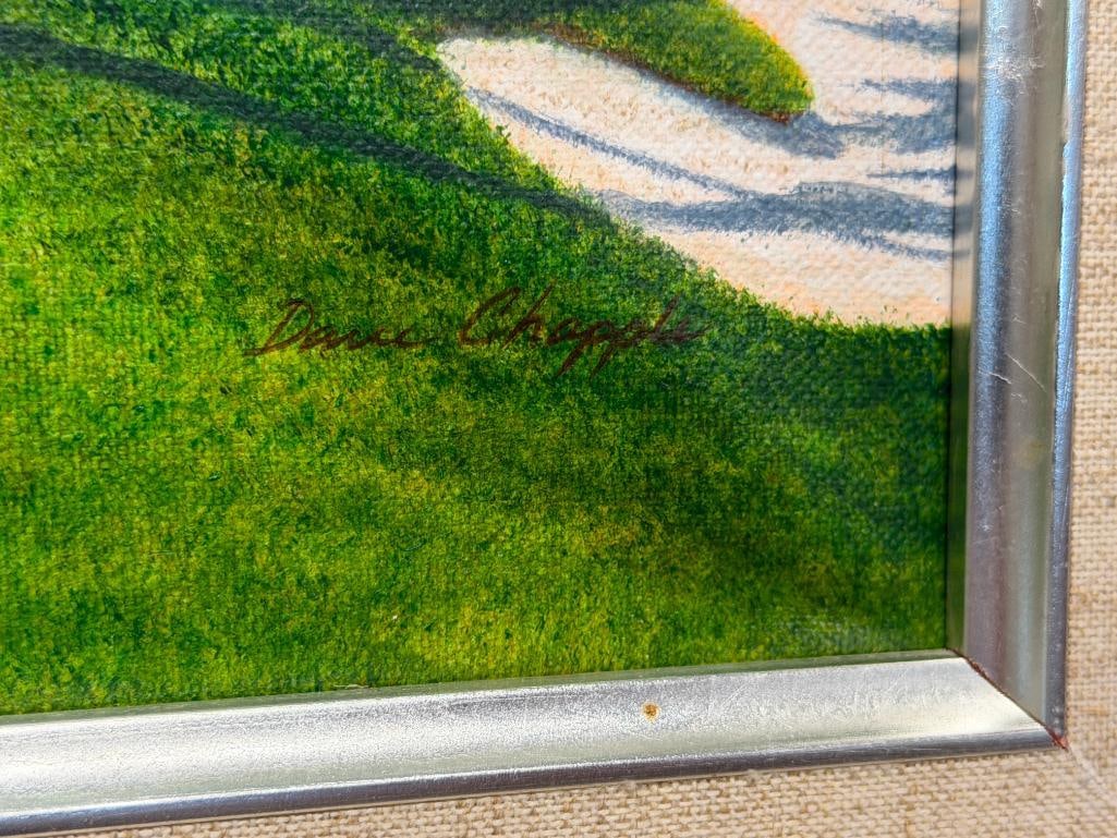 DAVID CHAPPLE ORIGINAL ACRYLIC ON CANVAS PAINTING THE 18TH AT INDIAN WELLS - 7