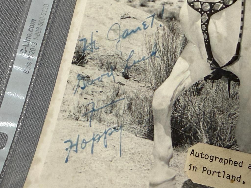 WILLIAM BOYD AS HOPALONG CASSSIDY AUTOGRAPHED BLACK AND WHITE PHOTO AT ROSE PARADE IN 1952 - 4