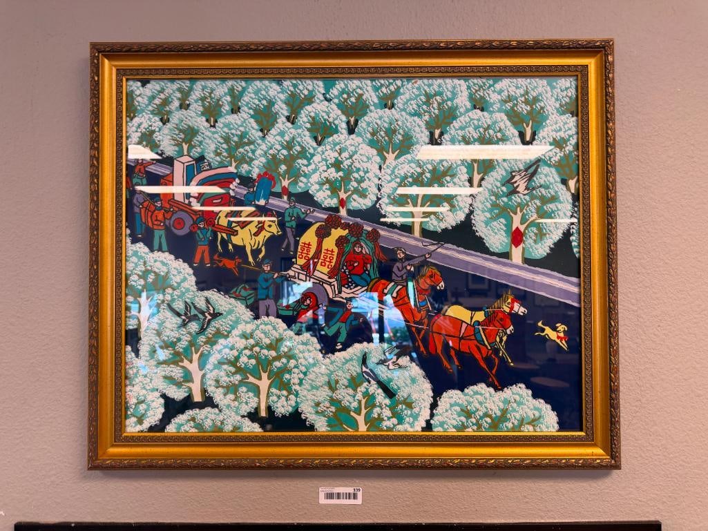 CHINESE PEASANT WATERCOLOR PAINTING LIKELY JINSHAN / HUXIAN STYLE OF A WEDDING PROCESSION - 4