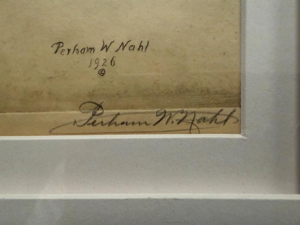 PERHAM WILHELM NAHL AMERICAN ARTIST DRY POINT ETCHING TITLED BOUND (ADAM & EVE) - 5