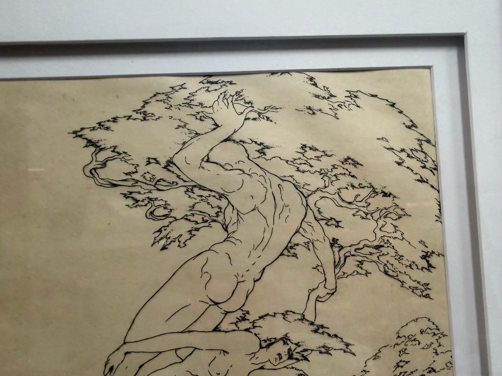 PERHAM WILHELM NAHL AMERICAN ARTIST DRY POINT ETCHING TITLED BOUND (ADAM & EVE) - 6