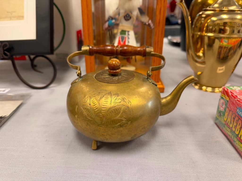 VINTAGE HAND CHASED BRASS TEAPOT MADE IN INDIA - 2