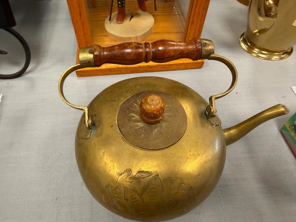 VINTAGE HAND CHASED BRASS TEAPOT MADE IN INDIA - 3